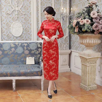Yourqipao Summer Long Red Cheongsam Retro Fashion Elegant Dragon Qipao Kinų tradicinio stiliaus vakarinė vestuvinė suknelė moterims
