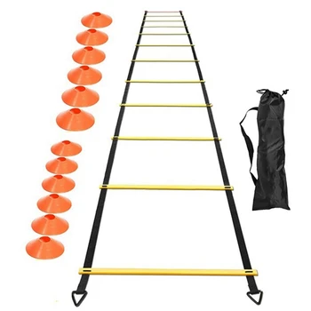 judrumo kopėčių rinkinys 20ft reguliuojamos greičio treniruočių kopėčios su 12 futbolo treniruočių disku futbolo, sporto treniruotėms