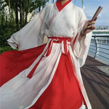kinų Hanfu suknelė Moterys Senovės tradiciniai Hanfu rinkiniai Moterų karnavalo Cosplay kostiumas Hanfu mėlyna raudona moterims plius dydis XL