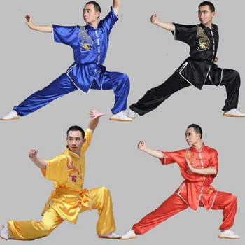 kinų Wushu uniforma Kungfu kostiumas Kovos menų kostiumas Changquan drabužiai Drakono siuvinėjimas vyrams Moterys Vaikai Berniukas Mergaitė 125-185cm